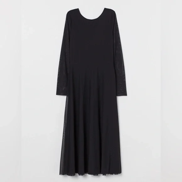 black mesh dress h&m Women's Black/Patterned Draped mesh dress